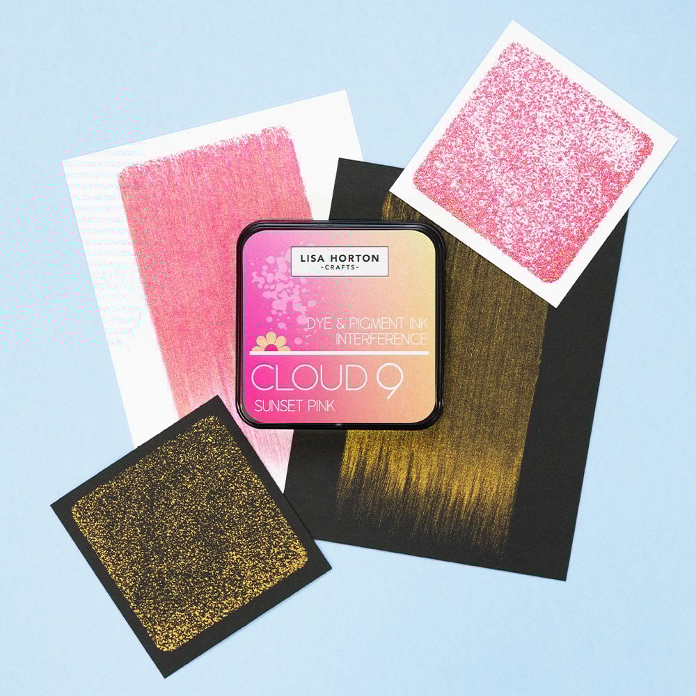 sunset pink lisa horton interference ink on white and black paper