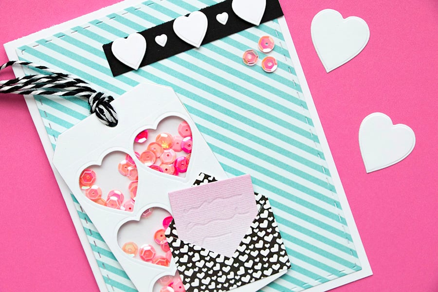 Spellbinder Love Letter Shaker card Valentines Final