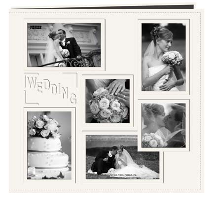 12x12 Collage Frame Sewn Embossed Leatherette Scrapbook Wedding Ivory