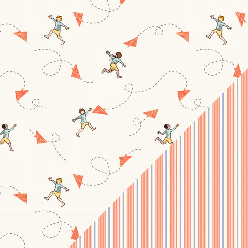 Colorbok - Making Memories - Sarah Jane Collection - 12 x 12 Double Sided Paper - Chasing Planes Orange Boy