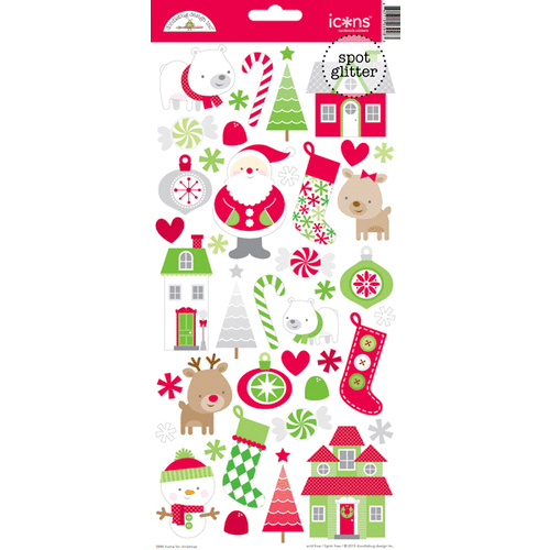 Doodlebug Design - Home for the Holidays - Christmas - Sugar Coated Cardstock Stickers - Icons