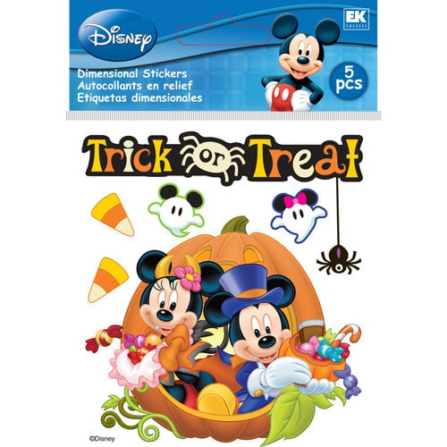 EK Success - Disney Collection - Halloween - 3 Dimensional Stickers with Epoxy Foil and Glitter Accents - Mickey and Minnie Trick or Treat