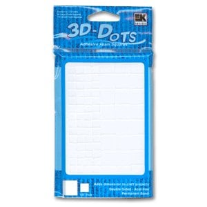 3-D Dots - Adhesive Foam Squares - White - 1/8" Thick