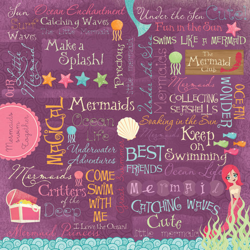 Karen Foster Design - Mermaids Collection - 12 x 12 Paper - Mermaid Collage