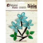 Petaloo - Darjeeling Collection - Glass Flower with Leaves - Aqua Petaloo - Darjeeling Collection - Glass Flower with Leaves - Aqua