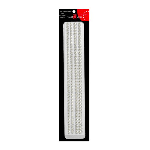 Want2Scrap - Say it With Bling - Adhesive Pearls - Sleek Strips - White