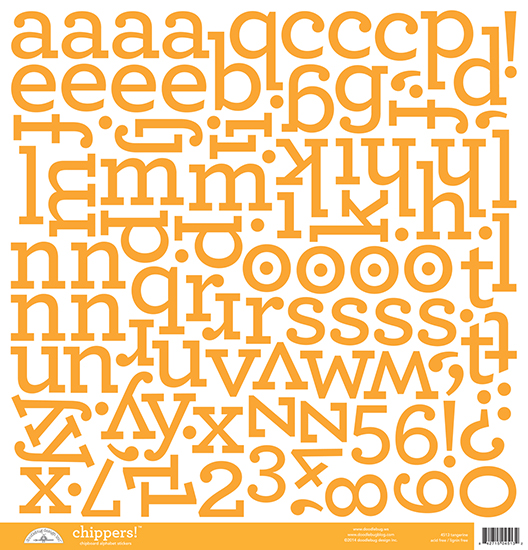 Doodlebug Designs Chippers Tangerine Chipboard Alphabet