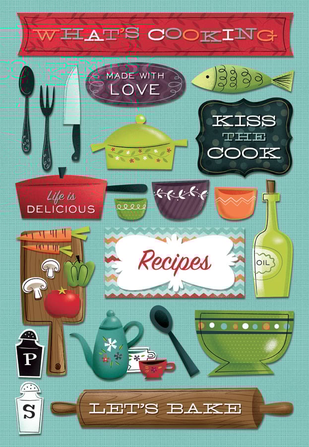 Karen Foster Design What's Cooking Stickers Scrapbook recipe book