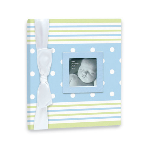 Penny Laine Papers Keepsake Baby Books Collection Blue and Green Stripe