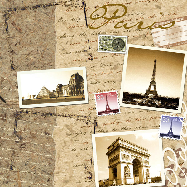 Scrapbook Customs World Collection France 12 x 12 Paper Paris