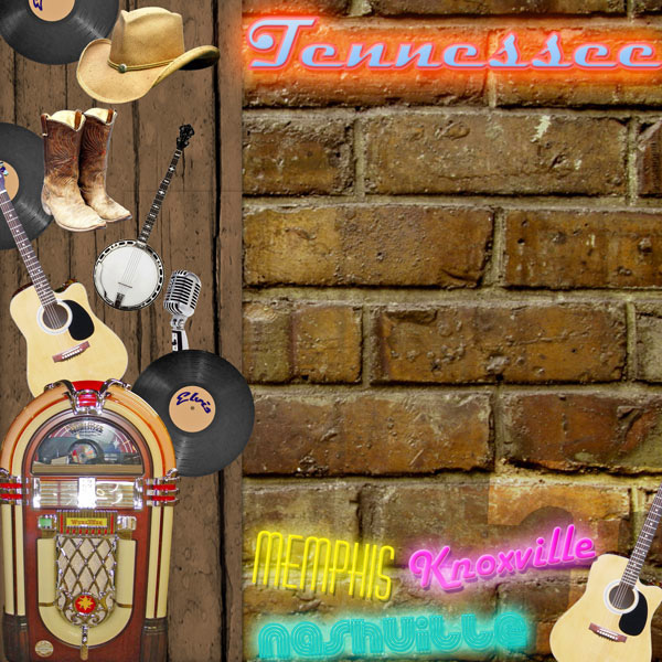 Scrapbook Customs United States Collection Tennessee 12 x 12 Paper