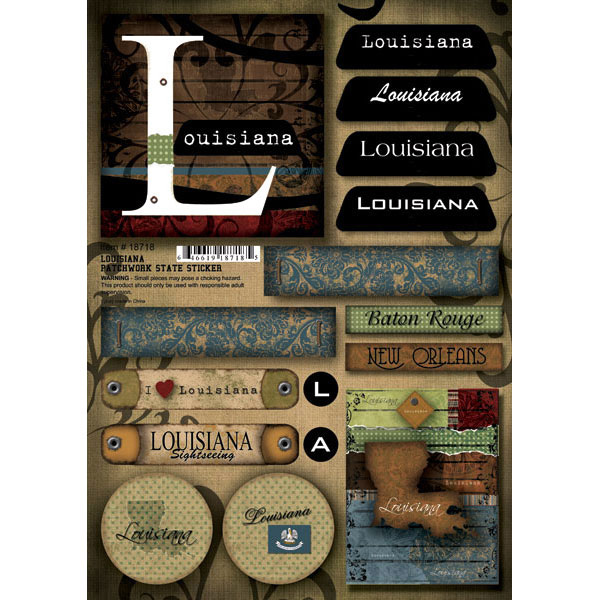 Scrapbook Customs United States Collection Louisiana Cardstock Stickers Patchwork