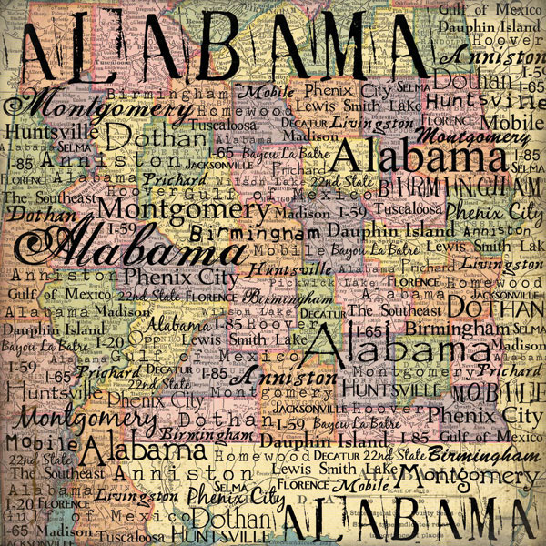 Scrapbook Customs United States Collection Alabama 12 x 12 Paper