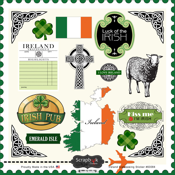 Scrapbook Customs Ireland Sightseeing Stickers