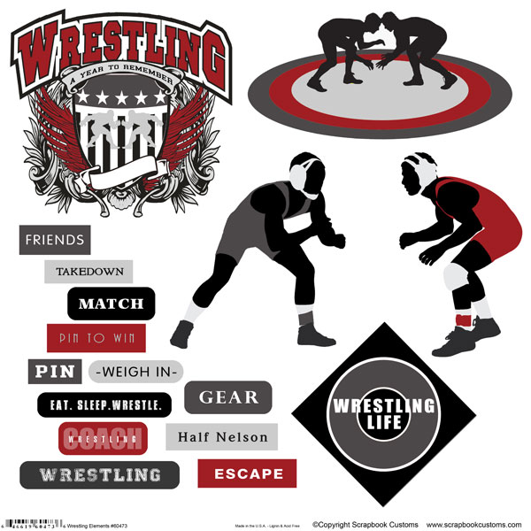 Scrapbook Customs Sports Wrestling Elements Sticker Cut Outs