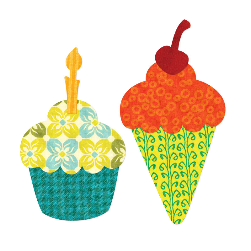 Sizzix Bigz L Die Cupcake or Ice Cream Cone with Cherry and Candle