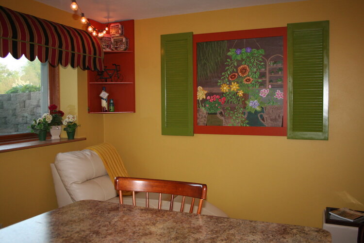 Corner Cabinet and Flower Shop Mural