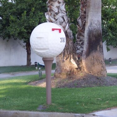 #9 mailbox shaped like a golf ball