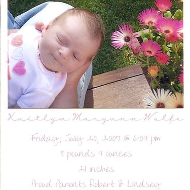 Kaitlyn&#039;s Birth Announcement