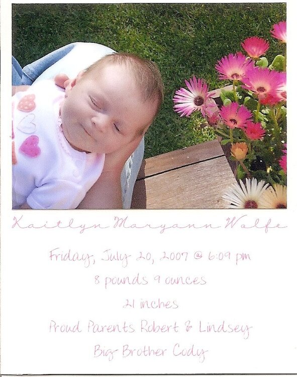 Kaitlyn&#039;s Birth Announcement