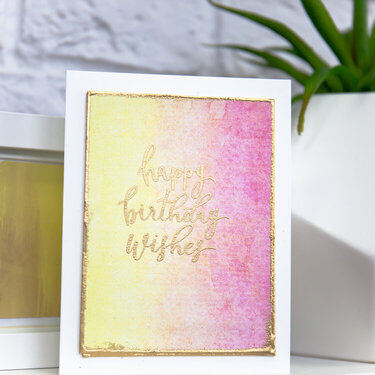 Birthday Wishes Stamped and Embossed Watercolor Background Card
