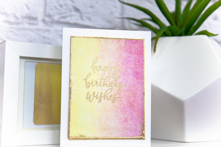 Birthday Wishes Stamped and Embossed Watercolor Background Card