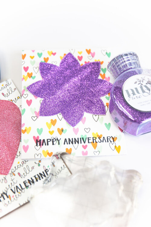 Happy Anniversary Die Cut Glitter Card