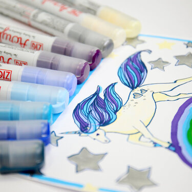 Unicorn Drawing with Kuretake&#039;s Acrylista Markers