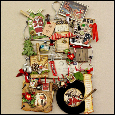 Vintage Christmas Mixed Media Project - Altered Skirt Hanger