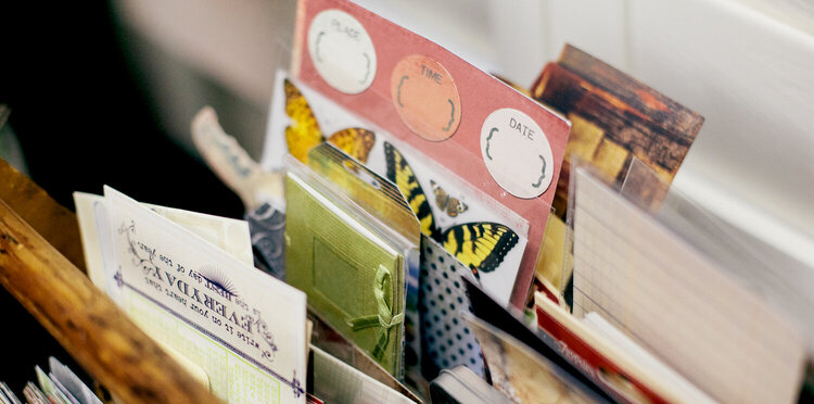 Studio - Stickers in my Vintage Wooden Strawberry Basket Holder