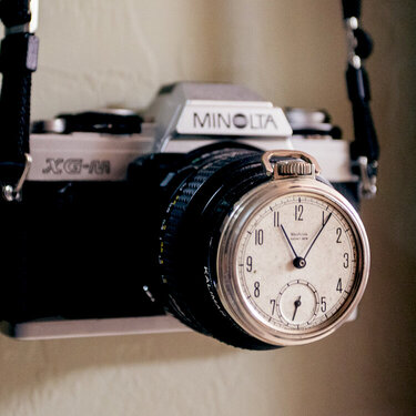 Studio Organization - Decor: camera w/pocket watch lens