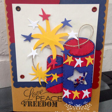 Love Peace Freedom Patriotic Paper Pieced Shaker Card