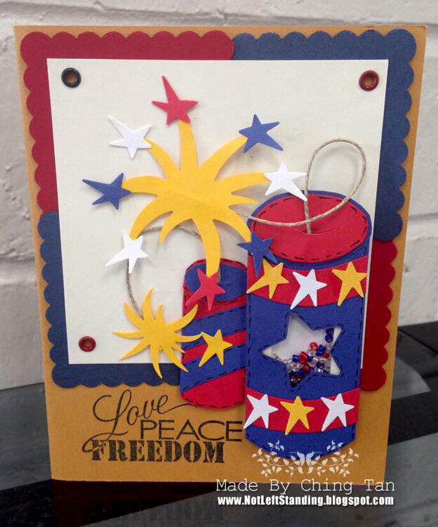Love Peace Freedom Patriotic Paper Pieced Shaker Card