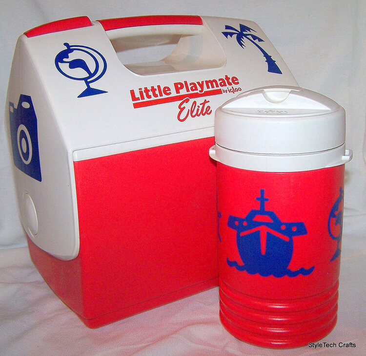 Decorated cooler and drink container, back
