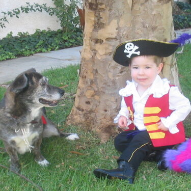 Capt. Feathersword &amp; Wags the Dog (aka my son  Nicholas and Ginnie)