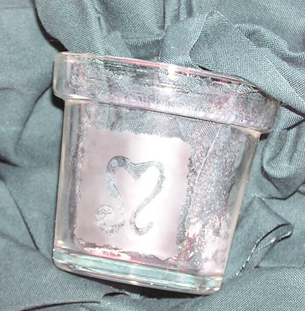 Etched glass Candle Holder