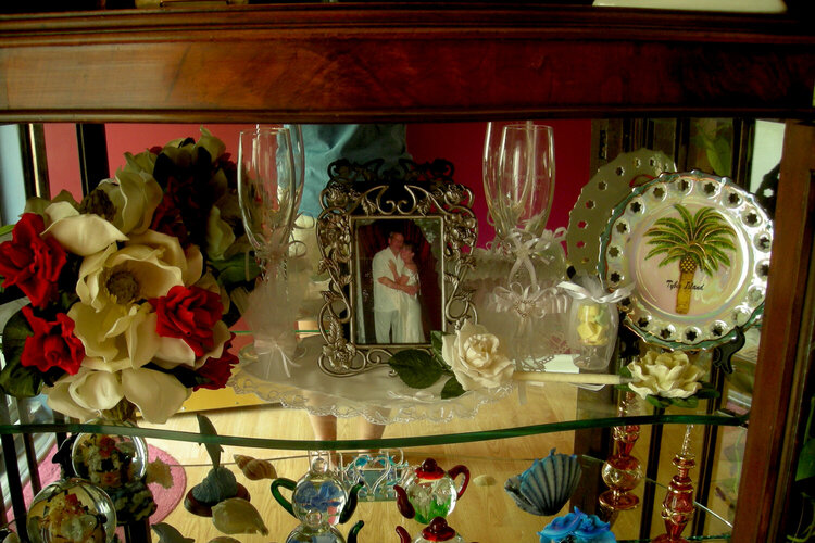 Wedding Display in Curio Cabinet