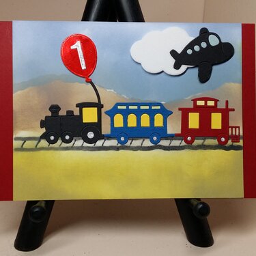 Cuttlebug Train --1st Birthday Card