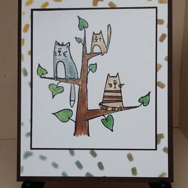 Rubbernecker 3 Cats in Tree &amp; Colored Pencils