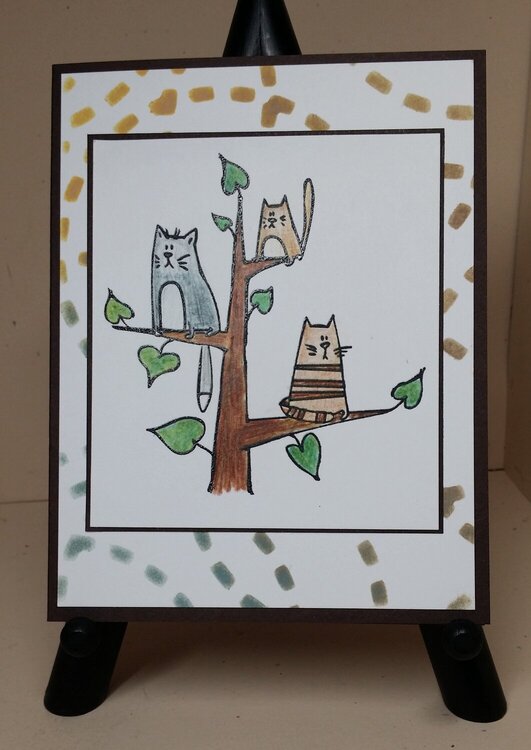 Rubbernecker 3 Cats in Tree &amp; Colored Pencils