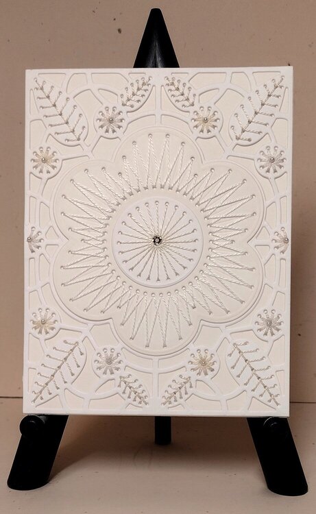 Spellbinders Stitched Floral Focal Card Front--Pastels