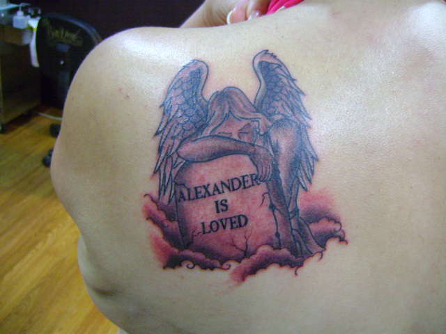 Weeping Angel tattoo done by Shark  Paris Ink  Angel tattoo designs Angel  tattoo men Small guardian angel tattoos