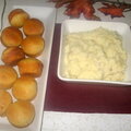 Homemade rolls and cheesy mashed red potatoes