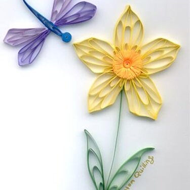 Quilled Jonquil with Dragonfly