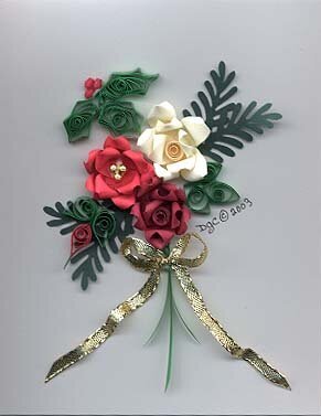 Quilled Roses &amp;amp; Holly Christmas Card