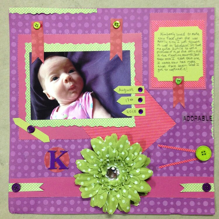 Kimberly one month silly face