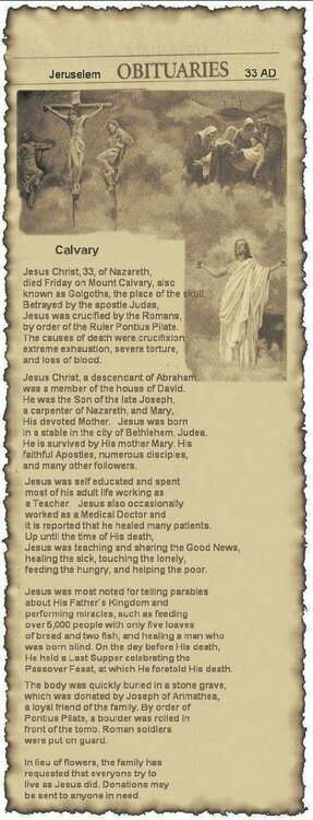 Jesus&#039; Obituary