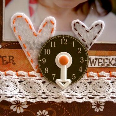 close up of hearts and clock.