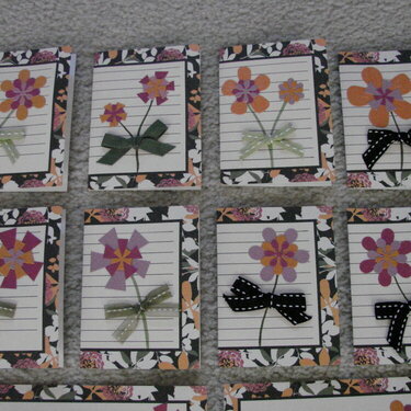 black flower minicards cards