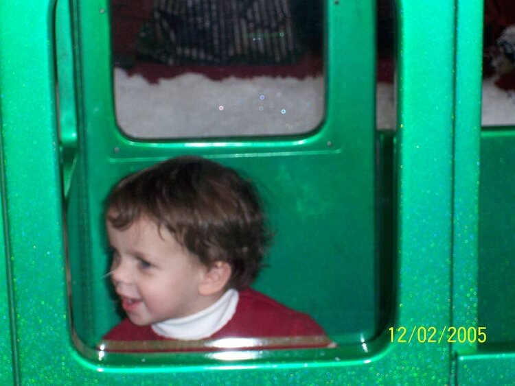 Thomas riding the train